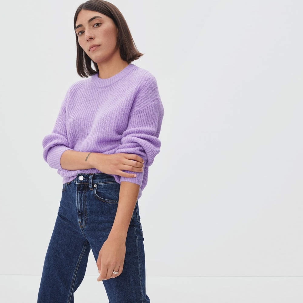 Everlane The Cocoon Crew in Alpaca Purple Base - Size XS